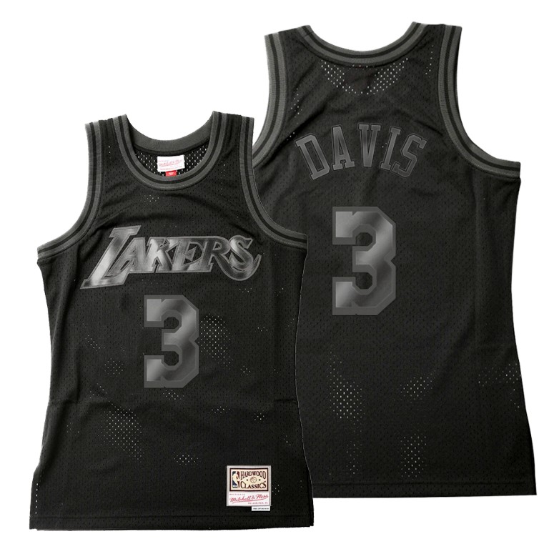 Men's Los Angeles Lakers Anthony Davis #3 NBA Throwback Tonal Hardwood Classics Black Basketball Jersey EKW1683KI